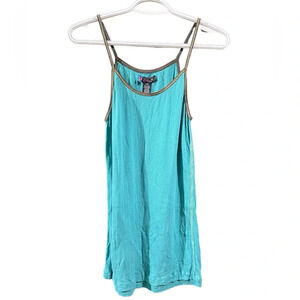 Dex spaghetti strapped Turquoise and gold top, size Large